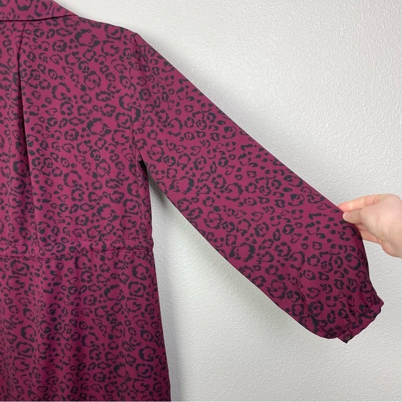 A New Day Women's Medium Long Sleeve Shirt Dress Animal Print Red Office Career - Picture 12 of 15